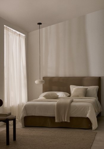 KAVE HOME Jaira-seng med avtakbart trekk i lin og bomull i taupe til 180 x 200 cm FSC Mix Credit