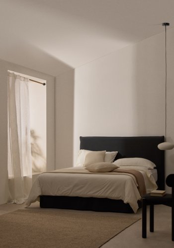 KAVE HOME Jaira seng i antrasittgrtt lin og bomull med avtakbart trekk til en 180 x 200 cm FSC Mix seng