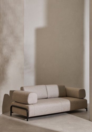 KAVE HOME Compo 3-manns sofa - beige polyester og stl