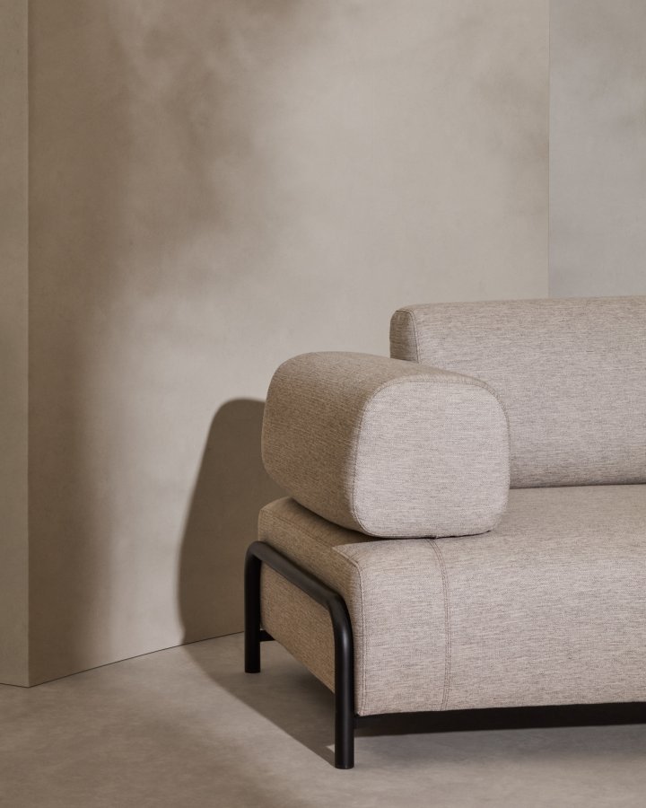 KAVE HOME Compo 3-seters sofa - beige chenille med gr metallstruktur (232)