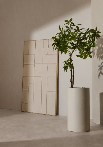 KAVE HOME Aiguablava blomsterpotteskjul, rund - hvit sement (42)