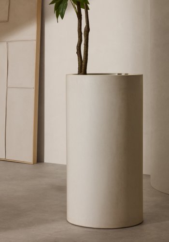 KAVE HOME Aiguablava blomsterpotteskjul, rund - hvit sement (42)