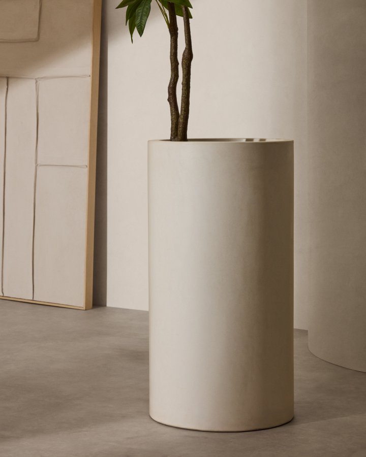 KAVE HOME Aiguablava blomsterpotteskjul, rund - hvit sement (42)