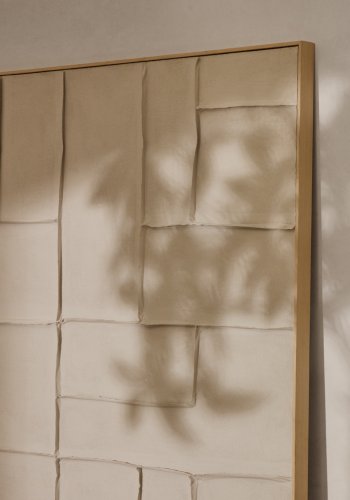 KAVE HOME Klis hvitt linbilde med geometriske former, 120 x 200 cm