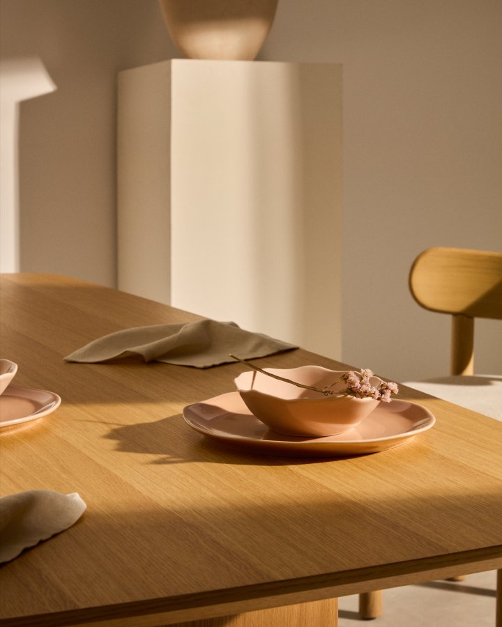 KAVE HOME Tiraya flat tallerken, rund - rosa keramikk (27)