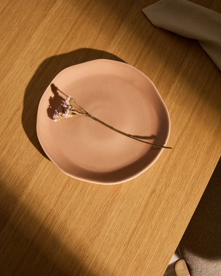KAVE HOME Tiraya flat tallerken, rund - rosa keramikk (27)