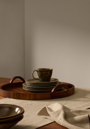 KAVE HOME Coval desserttallerken, rund - grbrun keramikk (23)