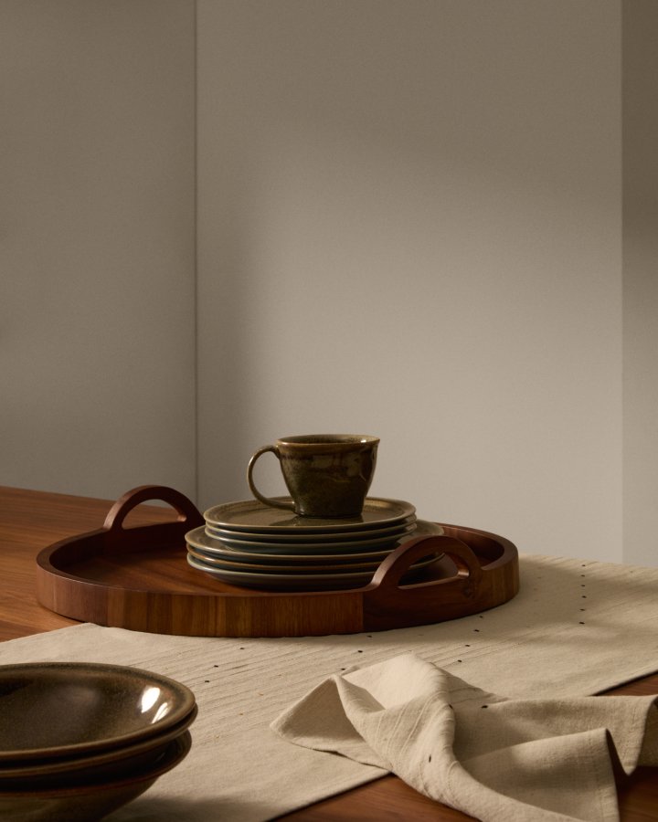 KAVE HOME Coval desserttallerken, rund - grbrun keramikk (23)