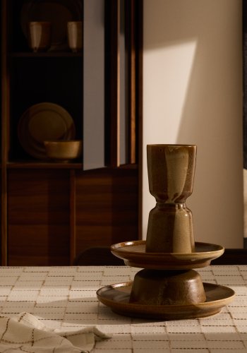 KAVE HOME Nagoli flat tallerken, rund - brun keramikk (26,5)