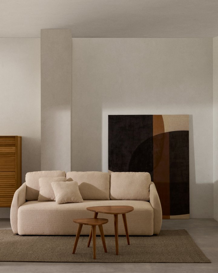 KAVE HOME Laira 3-pers. sovesofa - ecru chenillestoff (225 cm)