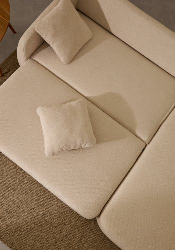 KAVE HOME Laira 3-seters sovesofa, med sjeselong til hyre - ecru chenillestoff (246 cm)