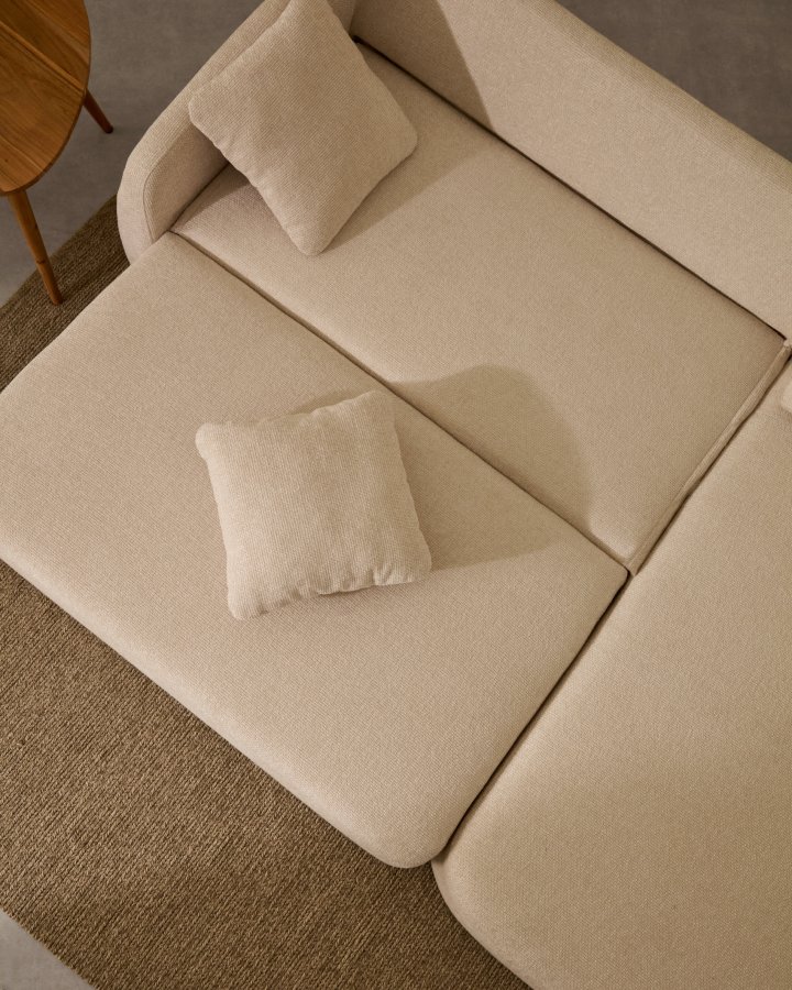 KAVE HOME Laira 3-seters sovesofa, med sjeselong til hyre - ecru chenillestoff (246 cm)