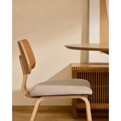 KAVE HOME Gena spisebordsstol - beige chenille stof og natur egefin�r -  Kave Home