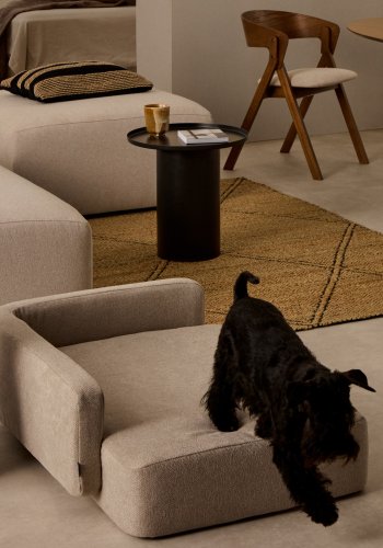 KAVE HOME Bowie hundekurv, lille, rektangulr - beige stof (60x73)