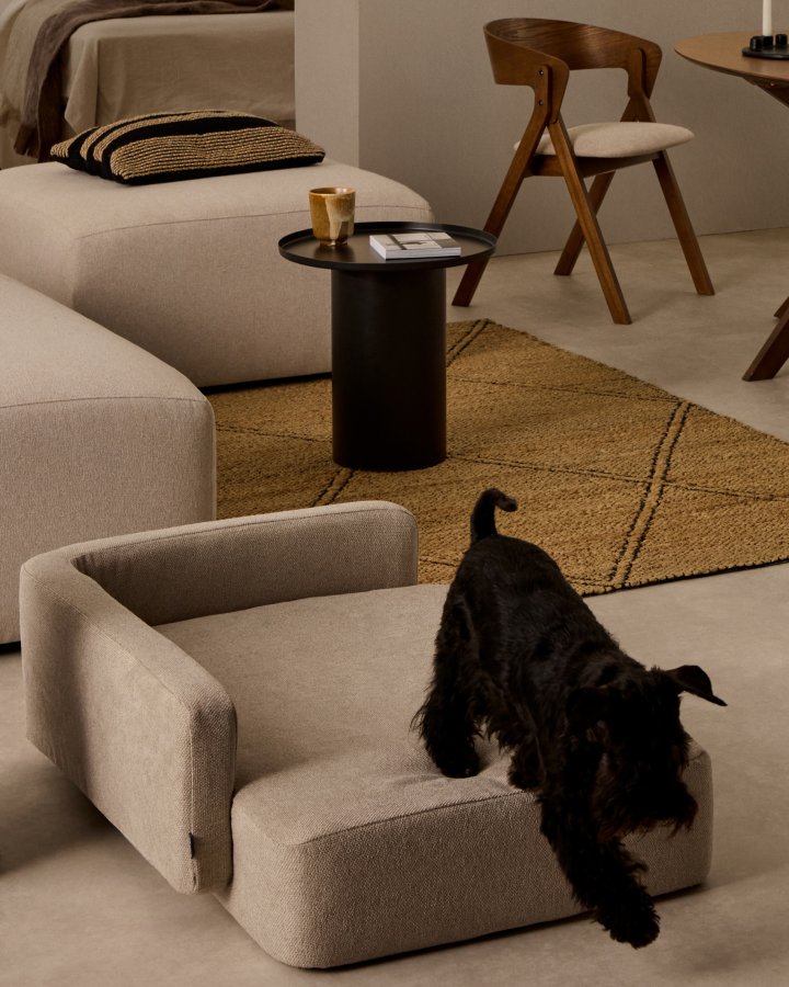 KAVE HOME Bowie hundekurv, lille, rektangulr - beige stof (60x73)