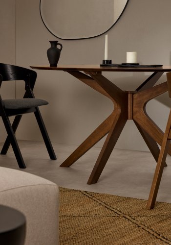 KAVE HOME Naanim spisebord, oval - brun valn�ddefiner og brun gummitr� (180x110)