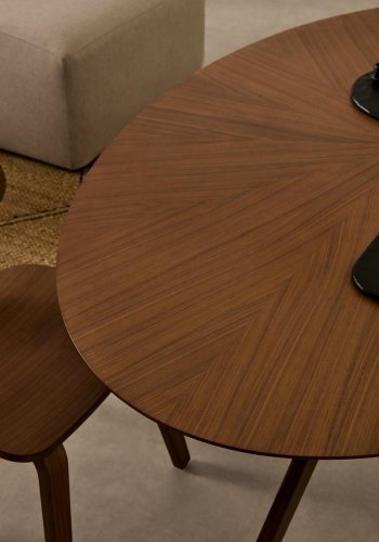 KAVE HOME Naanim spisebord, oval - brun valn�ddefiner og brun gummitr� (180x110)