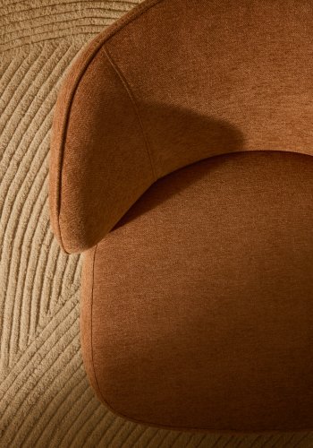 KAVE HOME Ulit Sessel - Terrakotta-Chenille-Stoff und natürliches Buchenholz