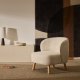 KAVE HOME Ulit lenestol - beige chenillestoff og naturlig b�ketre