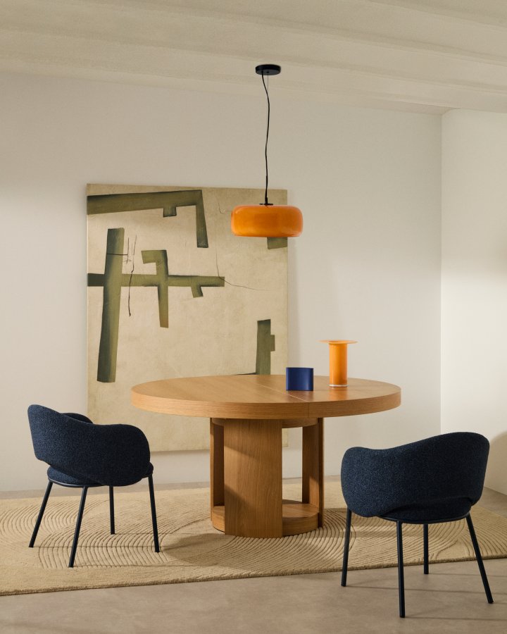 KAVE HOME Artis uttrekkbart rundt bord i heltre eik og finr, 150 (200) cm x 80 cm FSC 100%