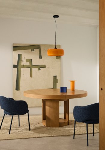 KAVE HOME Reig taklampe, rund - oransje glass (38)