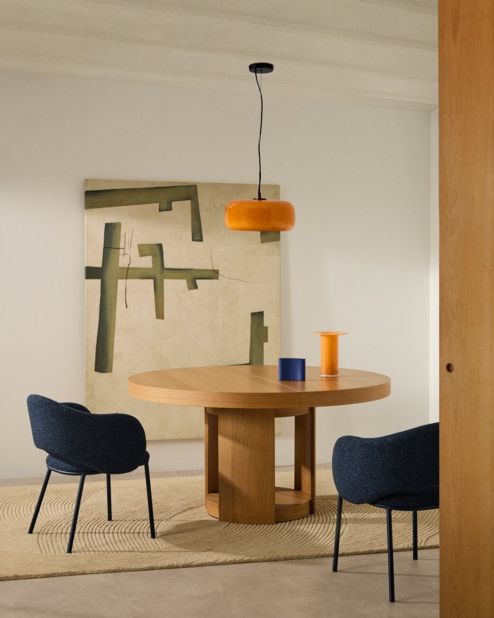 KAVE HOME Reig taklampe, rund - oransje glass (38)