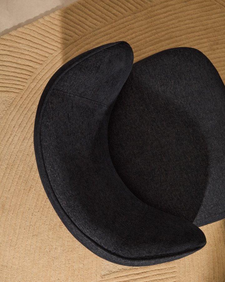 KAVE HOME Ulit lenestol - blgrtt chenillestoff og naturlig bketre