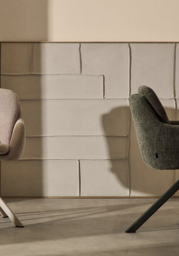 KAVE HOME Lexa svingstol, med armlener - beige chenille og beige stl