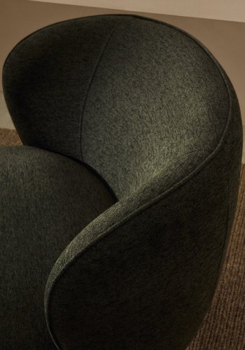 KAVE HOME Ulit lenestol - grnt chenillestoff og naturlig bketre