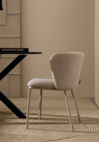 KAVE HOME Ciselia spisestuestol - beige bouclé og beige stl