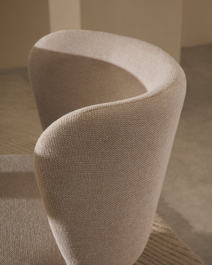 KAVE HOME Ciselia spisestuestol - beige bouclé og beige stl