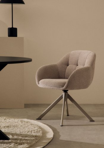 KAVE HOME Dorina svingstol i beige chenille og stlben i beige utfrelse