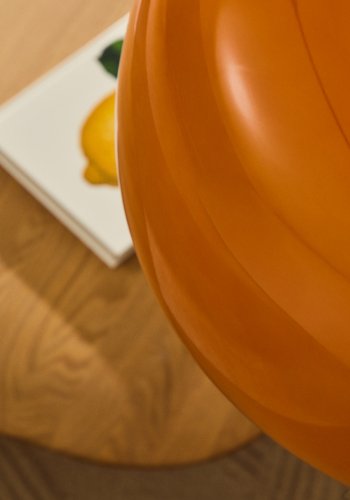 KAVE HOME Reig taklampe, rund - oransje glass (38)