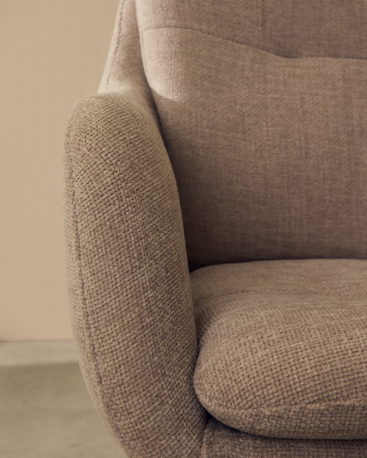 KAVE HOME Lexa svingstol, med armlener - beige chenille og beige stl