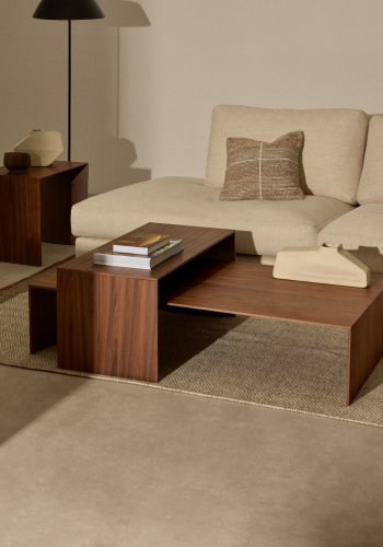 KAVE HOME Litto salongbord i valnttfiner med naturlig fargefinish, 140 x 70 cm