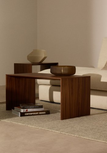 KAVE HOME Litto salongbord i valnttfiner med naturlig fargefinish, 90 x 45 cm