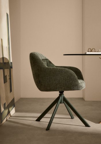 KAVE HOME Dorina svingstol i grnn chenille og stlben i grnn utfrelse