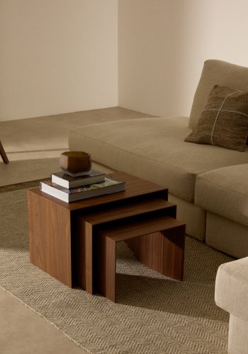 KAVE HOME Litto indskudsbord, rektangul�r - brun valn�ddefiner (s�t med 3)