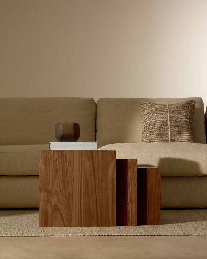 KAVE HOME Litto indskudsbord, rektangul�r - brun valn�ddefiner (s�t med 3)