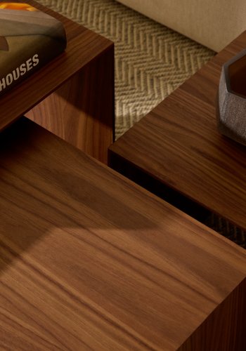 KAVE HOME Litto indskudsbord, rektangul�r - brun valn�ddefiner (s�t med 3)