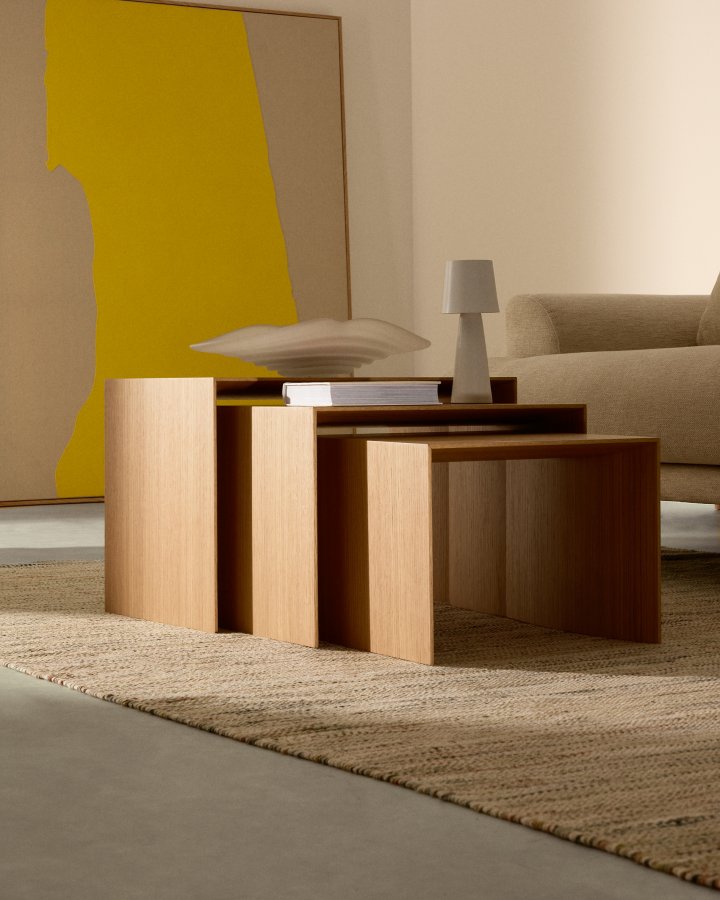  KAVE HOME Litto Satztische – natürliches Eichenfurnier (3er-Set)