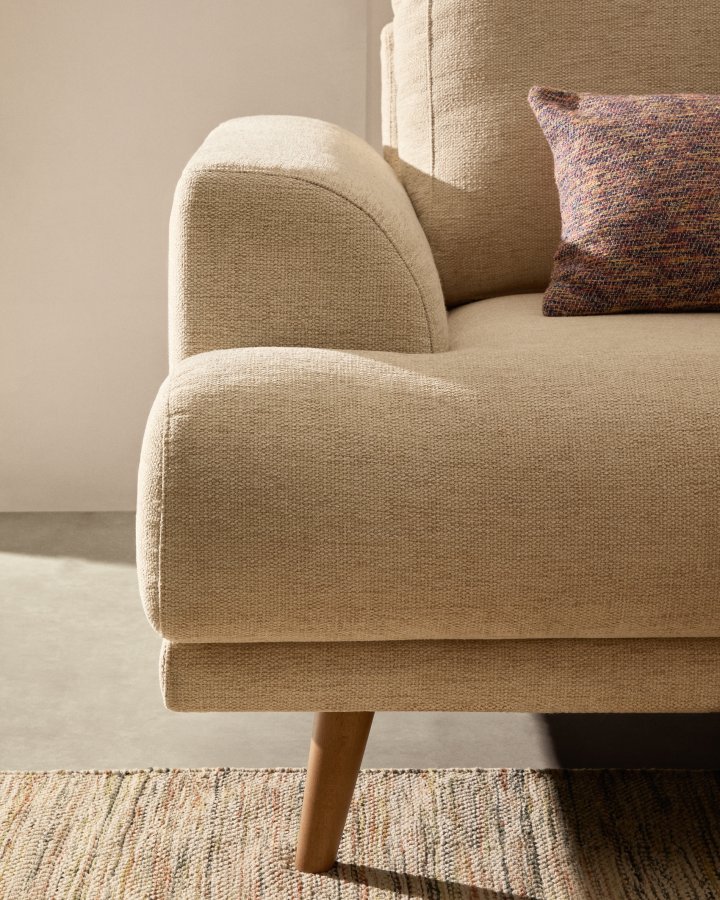 KAVE HOME Karin 2-manns sofa - beige stoff og bketre (210cm)