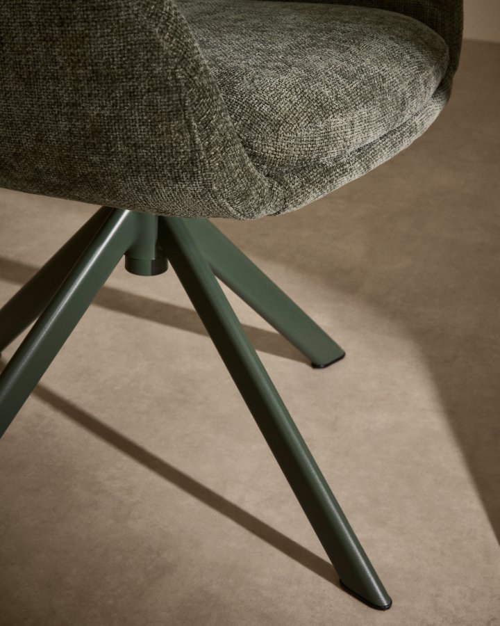 KAVE HOME Lexa svingstol i grnn chenille og stlben i grnn utfrelse