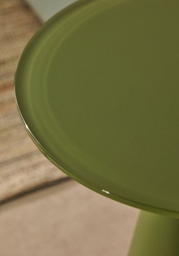 KAVE HOME Wilshire sidebord, rund - gr�n frostet h�rdet glas og mat gr�n st�l (�35)