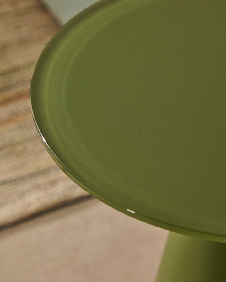 KAVE HOME Wilshire sidebord, rund - gr�n frostet h�rdet glas og mat gr�n st�l (�35)
