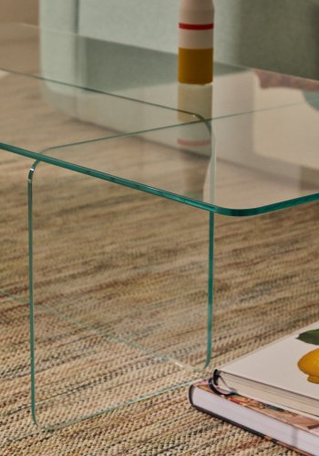 KAVE HOME Zaren gjennomsiktig salongbord i herdet glass, 120 x 60 cm