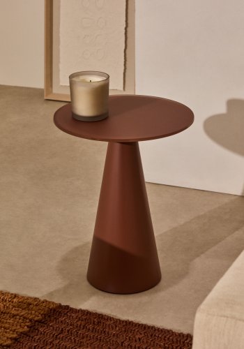 KAVE HOME Wilshire sidebord, rund - terrakotta frostet h�rdet glas og mat terrakotta st�l (�35)