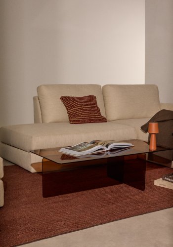 KAVE HOME Zaren brunt salongbord laget av herdet glass, 120 x 60 cm