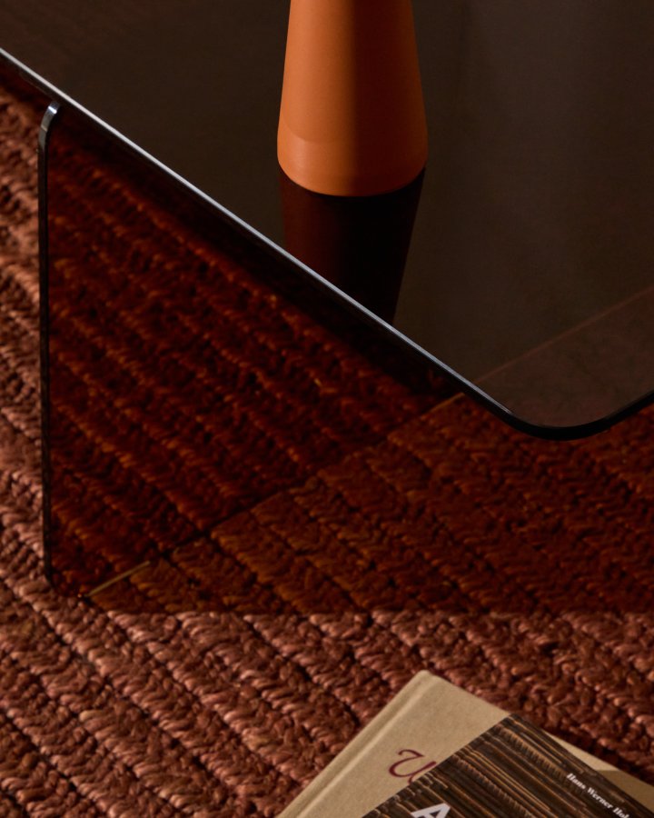 KAVE HOME Zaren brunt salongbord laget av herdet glass, 120 x 60 cm