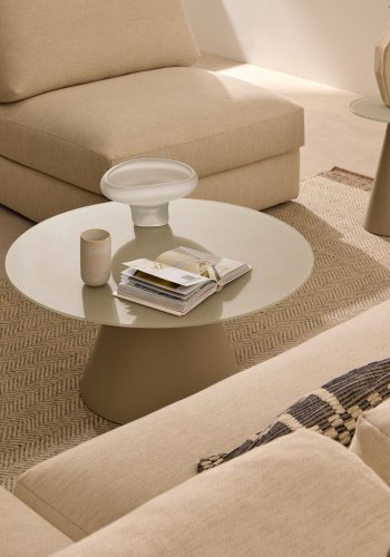 KAVE HOME Wilshire salongbord i herdet glass og metall med matt gr finish, 80 cm